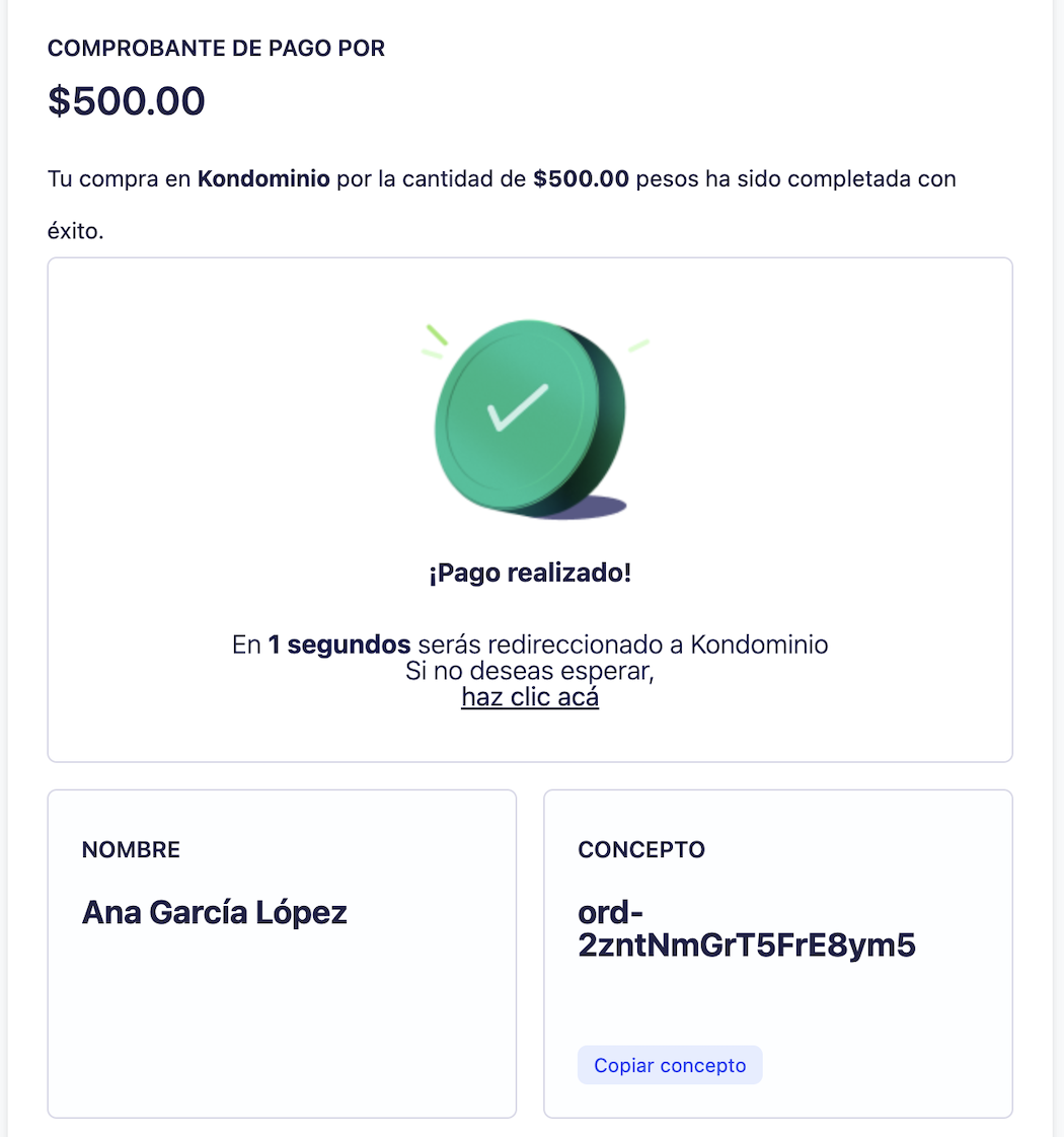 Comprobante de pago — Kondominio